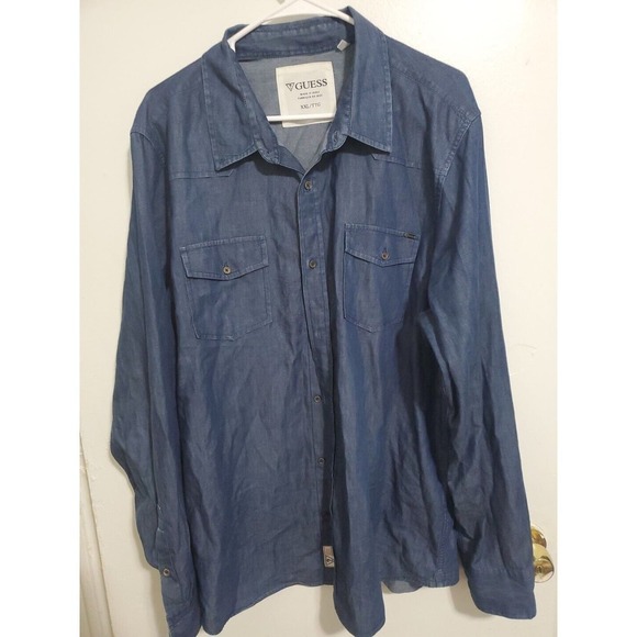Guess Long Sleeve Shirt, Dark Blue, Size XXL - Picture 1 of 6
